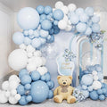 Dusty Blue Balloon Arch Kit, 138PCS Blue and White Balloon Garland Arch Kit with Light Blue, White and Clear Balloons for Baby Shower, Bridal Shower, Wedding, Gender Reveal Party Decorations