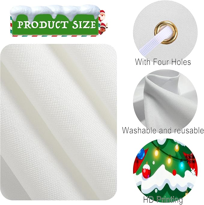 Nuxovilar Winter Merry Happy Christmas Snowman Tree Decor Polyester Banner 12x70.86 Inches Christmas Door Banner, Lively Decor for Bedroom, Balcony, Holiday Celebrations
