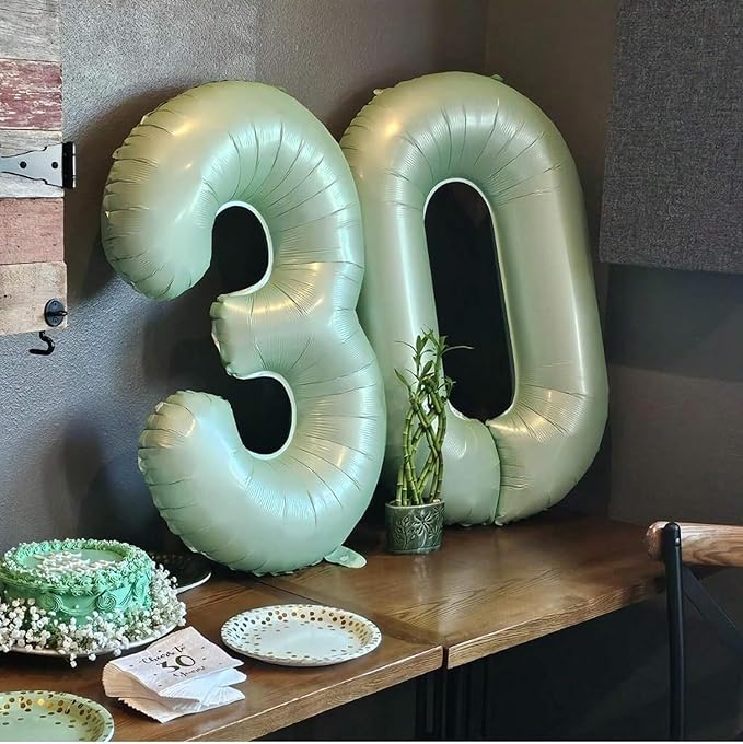 Sage Green Number 7 Balloon 40 Inch, 7 Balloon Number, 7th Birthday Decorations, Oliver Green Party Supplies for Boys Girls