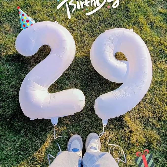 White Number 9 Balloon, Foil 40 Inch Happy 9 19 29 90 Birthday for Men And Women, Foil Balloons Decoratins for Boy and Girl Birthday, Wedding Anniversary, Single, New Year, Party Syupplies