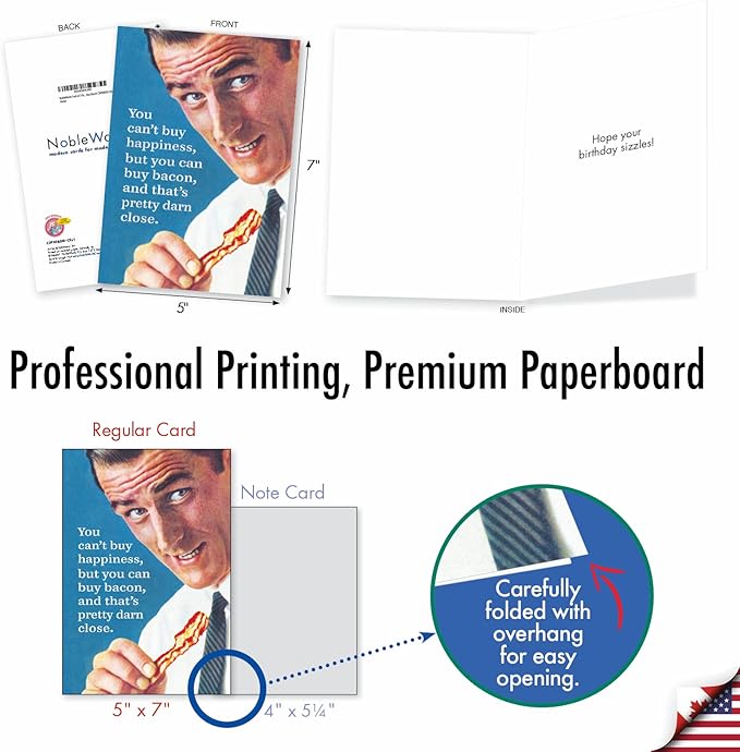 NobleWorks Pack of 3 Funny Birthday Greeting Cards with Envelopes (1 Designs, 3 Each) Buy Bacon C3993BDG-C3x1