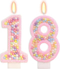 Birthday Candles - Number 18 Candle, Colorful Macaron Candles, 18 Year Old Birthday Decorations, Cake Decorations, Sweet Theme Party Supplies (Pink)