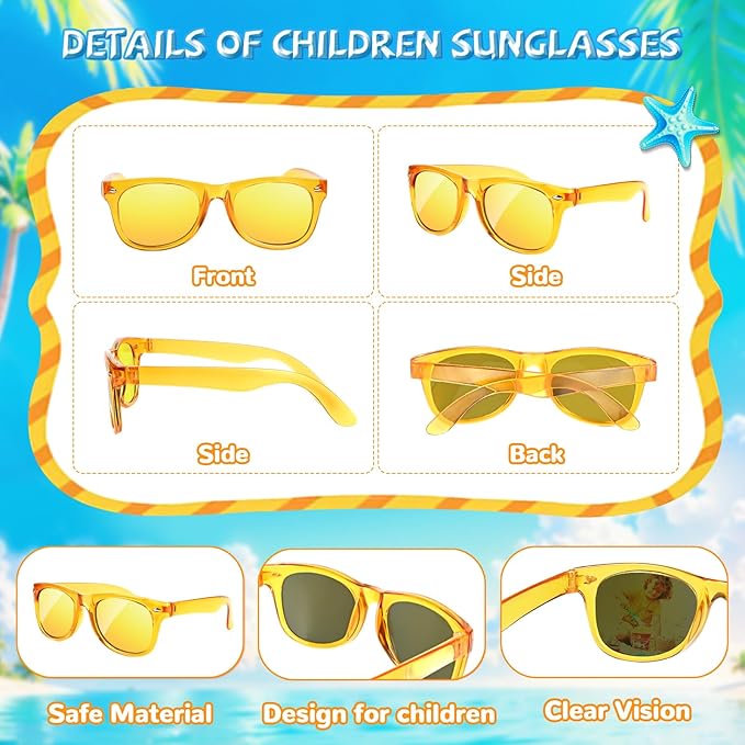 Kids Sunglasses Party Favors Bulk - 32Packs Goodie Bags Stuffers for Kids 3-8, Boys Girls Neon Sunglass with UV400 Protection for Kid Birthday Party, Pool Party Supplies, End of Year Student Gifts