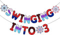 TaoBary Spider Theme 3rd Birthday Banner, Pre-strung Swinging into 3 Banner, Spider 3rd Birthday Decorations Party Supplies for Kids, Third Decor for 3 Year Old Boys Girls(Family Colors)