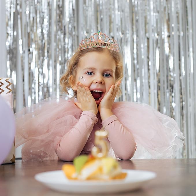 Chanaco Birthday Crown and Sash Set for Women, Gold, Hairband with 'Birthday Girl' Sash Rhinestone Tiara and Hair Accessories for Party Favors, Ideal Gift for Adults