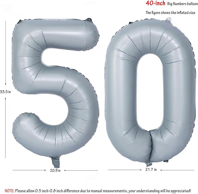 40 In Matte gray Number Balloons Helium Foil Mylar Balloon Birthday Party banquet Decoration 50