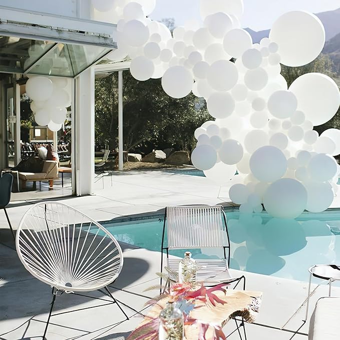 PartyWoo White Balloons 152pcs Different Sizes Pack of 18 12 10 5 Inch Matte Balloons Arch Kit for Baby Shower Birthday Graduation Wedding Anniversary Bridal Shower Party Decorations White-Y13