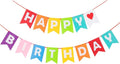 LOVENJOY Pre-strung Assembled Happy Birthday Banner Rainbow Bunting Decorations, Durable Felt Fabric Reusable
