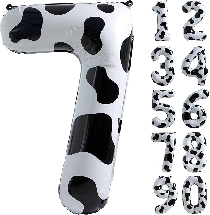 Cow Print Balloon Birthday Decorations Supplies,40 inch Number 7 Balloon | Cowgirl Theme Number Balloons for 7st Birthday Party | Farm Barn Decor for kids