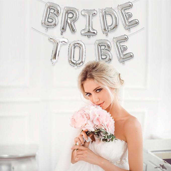 2 Set 18pcs Silver Bride To Be Letter Balloons 16in Balloon Wedding Decorations Party Decor Silver Letter Balloons Bride to Be Party Supplies