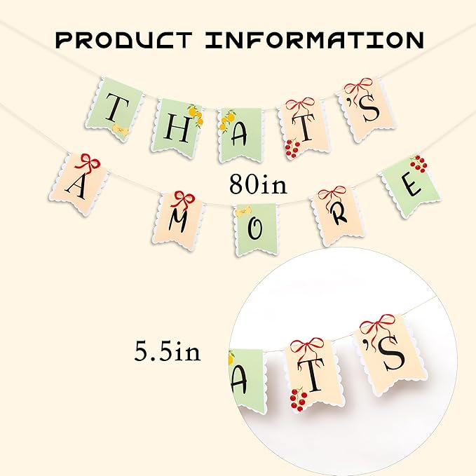That's Amore Italian Themed Decorative Banner-Wedding Banner Hanging Garland for Bachelorette, Engagement or Wedding Party Decorations Bridal Shower Photo Prop Sign