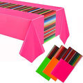 Oudain 3 Pcs Fiesta Tablecloth 108 x 54 Inch Plastic Tablecover Waterproof Mexican Tablecloth Mexican Striped Table Cover for Taco Night Festive Fiesta Wedding (Green,Orange,Pink)
