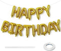 Gold Happy Birthday Mylar Foil Balloon Banner, 16 Inch Letter Balloons Bunting for Women, Men, Girls, Boys Birthday Party Decorations
