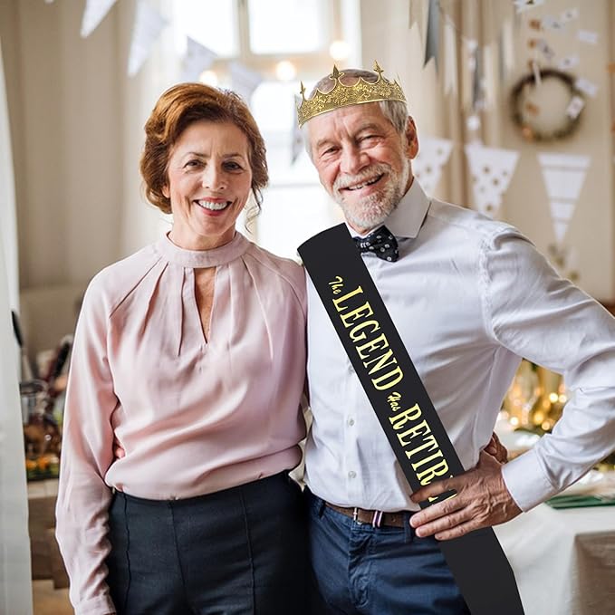 Retirement Party Decorations for Men Retired Sash and Crown Kit Happy Retirement Gifts for Men