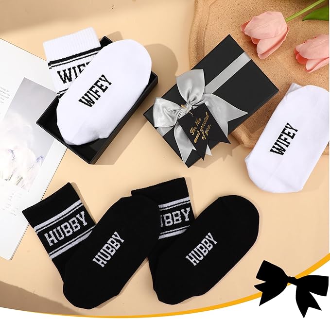 Bride Socks for Wedding Day 2 Pairs - Bridal Groom Socks Bride to Be Something Blue Cotton Ankle Sock with Gift Box