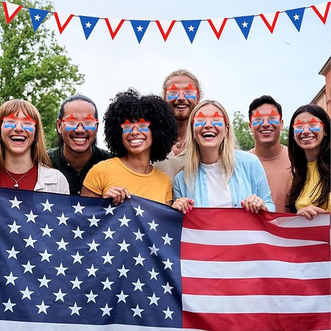 12 Pairs Star Sunglasses Bulk 4th of July Star Glasses Rimless Patriotic Fourth of July Star Shaped Party Sunglasses