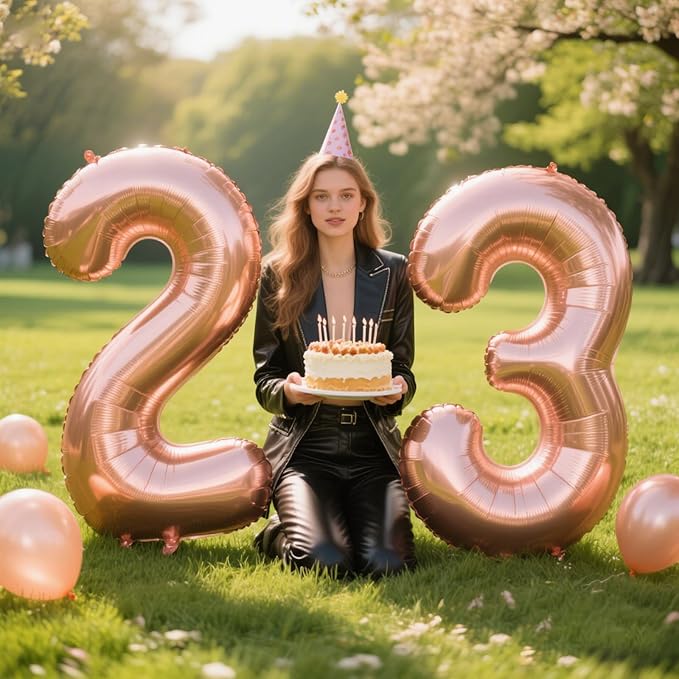 Rose Gold Number 3 Balloon 40 Inch,Foil Mylar 3 Number Balloons 13 23 30 33 Numbers Balloon Birthday Anniversary Decorations Photo Props Decorations Supplies