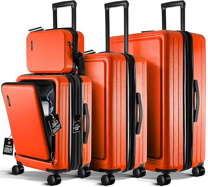 TRAVELARIM Hard Shell Luggage Sets with Spinner Wheels 4 Piece, Expandable Large Suitcases with TSA Lock, Travel Large Suitcase Set, Navy Luggage Set