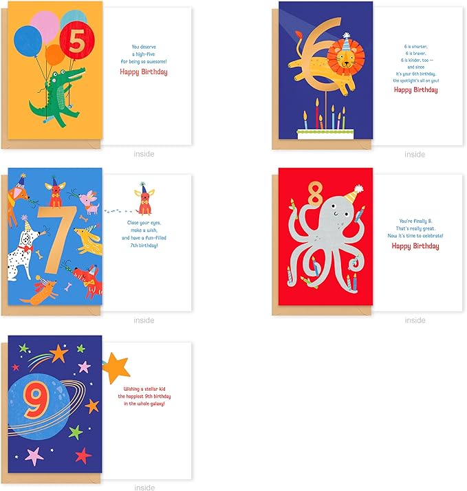 American Greetings 15-Count Age Milestone Birthday Card Bundle with Envelopes and Seals for Kids