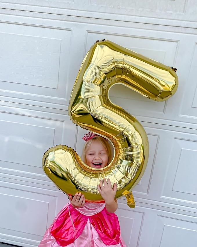 Champagne Gold Number 4 Balloon 40 Inch, White Gold 4 Balloon Number, 4th Birthday Decorations, Light Gold Party Supplies for Boys Girls
