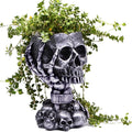 Skull Planter, Gothic Planters for Halloween Decorations Indoor/Outdoor Plants, Goth Flower Pots, Plant Pots, Skull Flower Pot, Plant Pot, Unique Vase with Drainage(Tall Black)