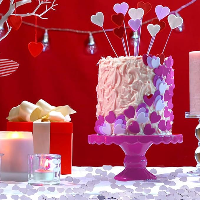 1500pcs/50g Valentines Day Hearts Confetti Decorations, Purple Metallic Foil Heart Table Confetti Glitter Heart Sequins for Valentine's Day Wedding Birthday Party Home Decoration