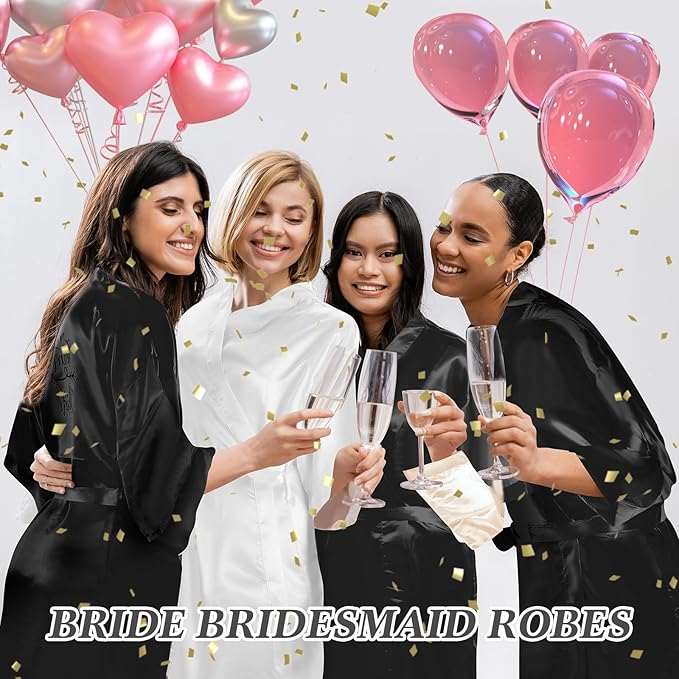 Panitay 42 Pcs Bridal Robes Sets Bride Robes Bridesmaids Proposal Gift Heart Sunglasses Champagne Flutes for Wedding Party