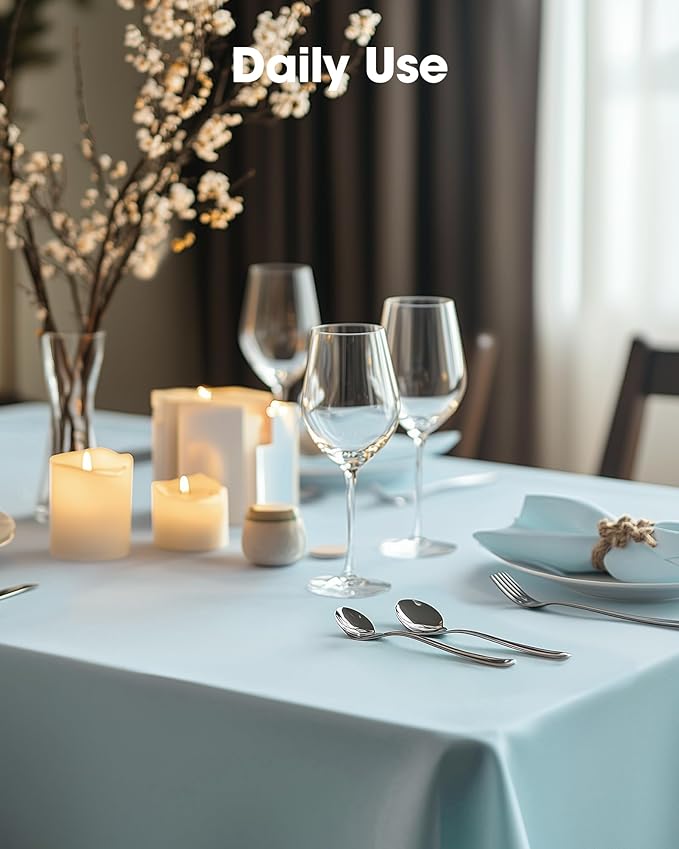 Pureegg Plastic Table Cloth Disposable 6 Pack, 54 x 108 Inch Table Cloths, Easter Party, Picnic, Wedding, Decorative Tablecloths, Rectangle, Baby Blue Plastic Cover, Waterproof, Light Blue