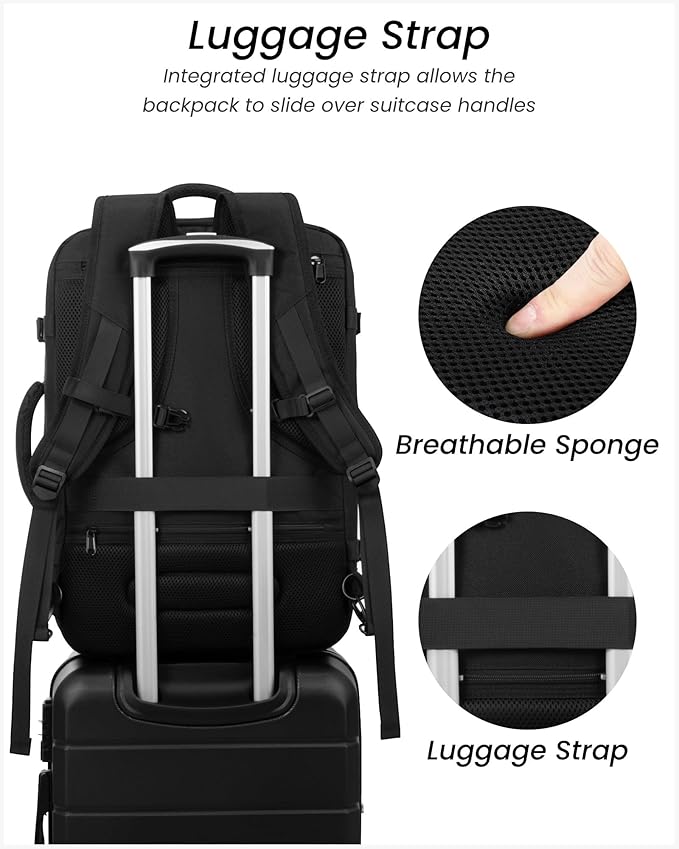 YOETEY Carry On Luggage 22x14x9 Airline Approved with Spinner Wheels, Expandable Hardside Suitcase, Black