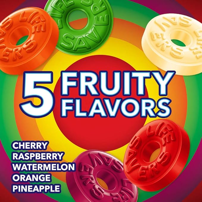 LIFE SAVERS Hard Candy Bag 5 Flavors, Hard Candy Individually Wrapped for Goodie Bags, Road Trips, Treats, Offices, Celebrations, 50-Ounce Party Size (Pack of 2)