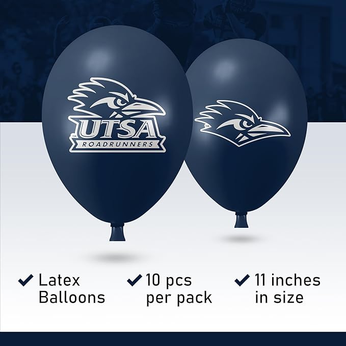 UTSA Roadrunners 10 Pack 11" Official Licensed Logos, Helium Quality Latex Balloons, Perfect for College Football Team Celebration, Decorated Front and Back by Westrick