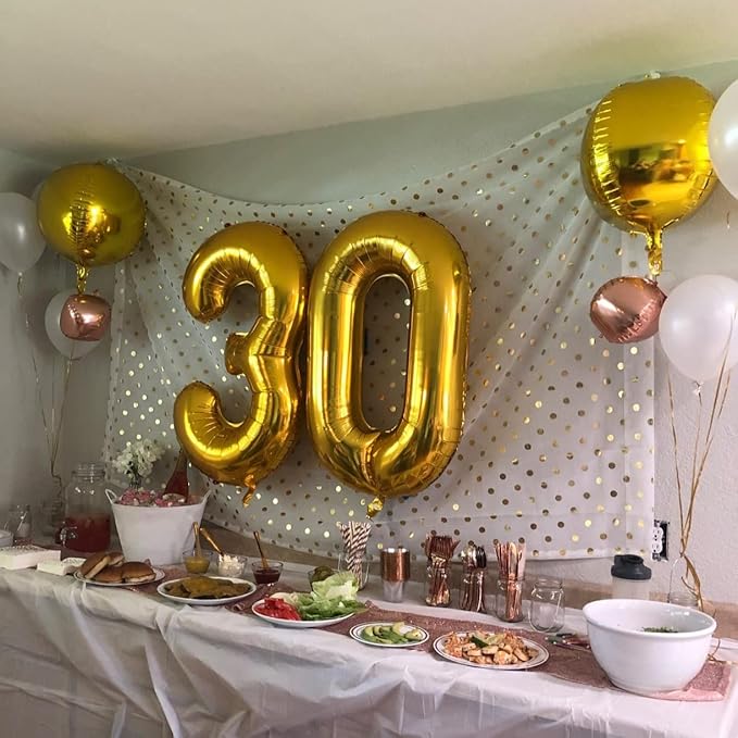 Gold Number 30 Balloons, 40 Inch Gold Mylar Foil Number 3 & 0 Balloons for Women, Self Inflating 30th Birthday Balloons for 30 Year Old Men Anniversary Birthday Party Decorations Supplies