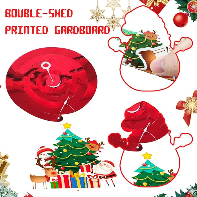61 Pcs Christmas Hanging Swirls Decorations, Xmas Hanging Decorations Snowman Elk Foil Swirls for Christmas Party Decorations