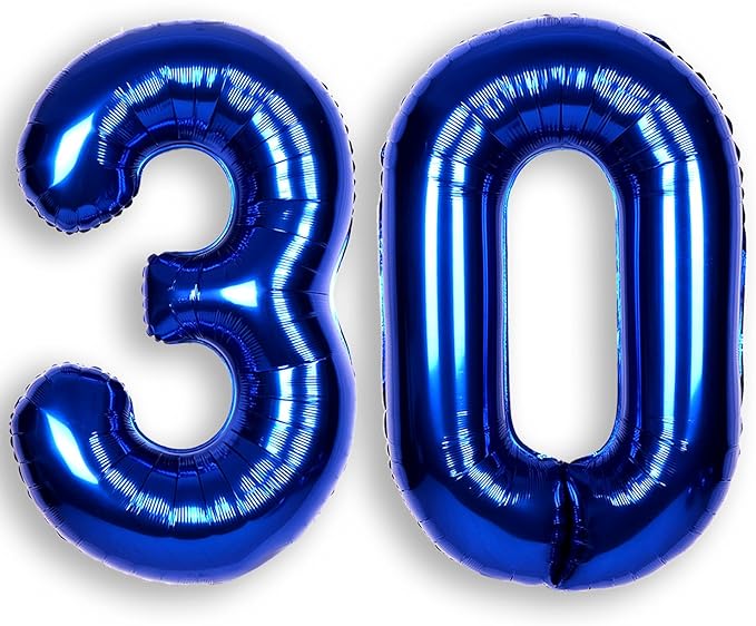 40Inch Navy Blue Number 30 Balloon Large Helium Royal Blue Number Balloons 0-9 Giant Digital 30th Foil Mylar Big Party Balloon for Boy Birthday Party Anniversary Graduation Decorations