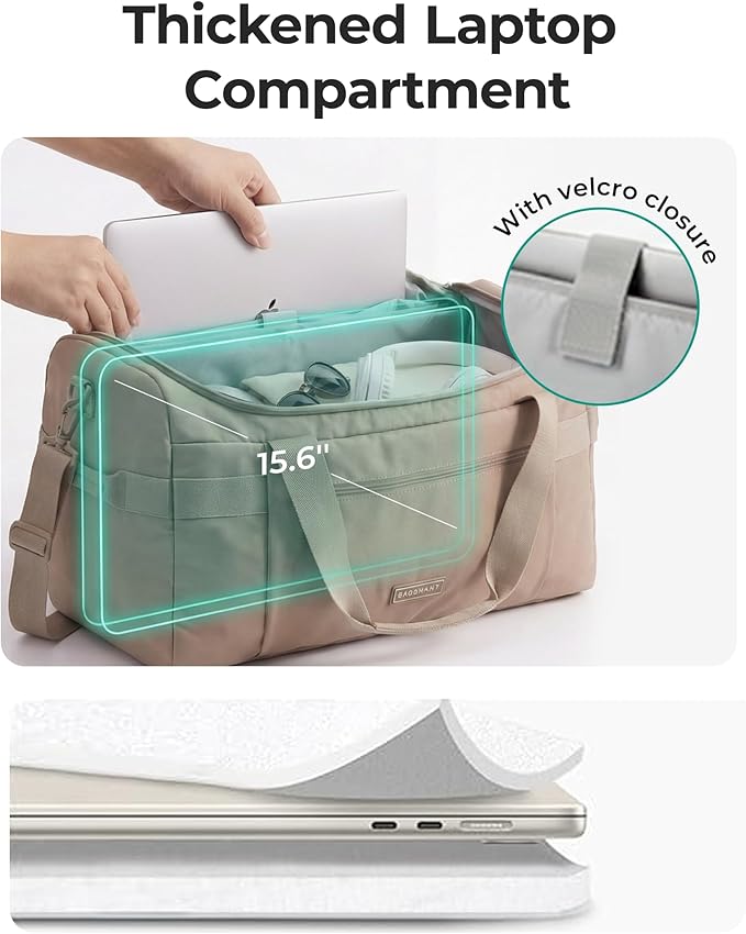 BAGSMART Travel Duffel Bags for Women, 32L Gym Duffle Bag with Laptop Compartment, Carry On Weekender Overnight Bag, Shoe Bag, PVC Wet Pocket, Brown