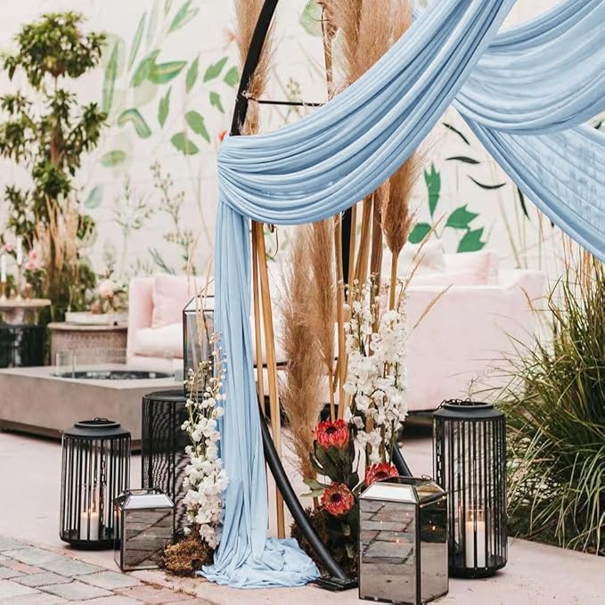 Wedding Arch Draping Fabric 30'' x 18FT Sheer Chiffon Arch Drape Backdrop 1 Panel Baby Blue Drape for Easter Bridal Shower Baby Shower Photo Booth Church Decor Birthday Party Outdoor Decor