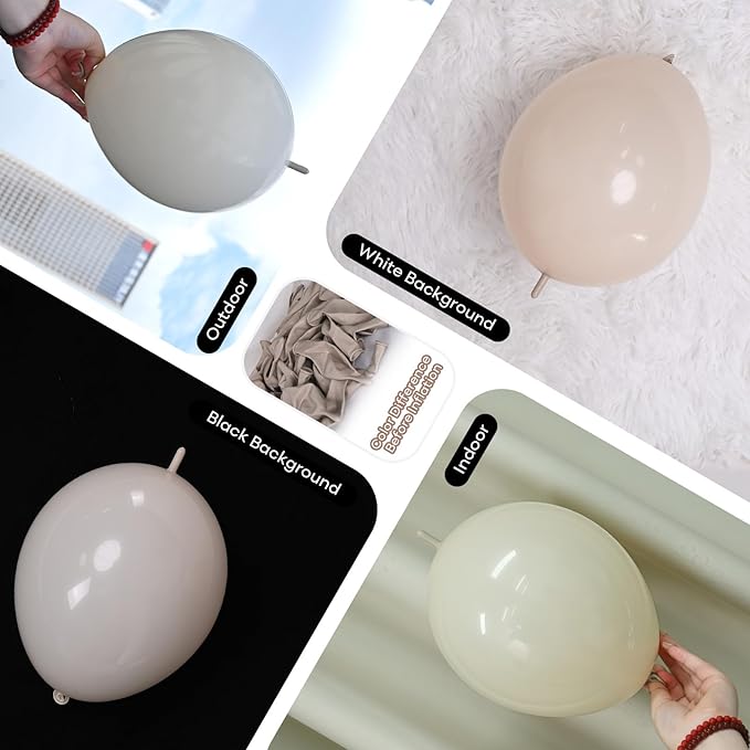 Beige Quick Link Balloons - 60PCS Linking Balloons for Wedding, Birthday, Baby Shower, Engagement, Graduation Party Decorations (10inch)