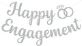 BEISHIDA Glitter Happy Engagement Banner-No DIY, Engagement Party Decorations,Bridal Garland Sign Wedding Party Supplies （Silver）