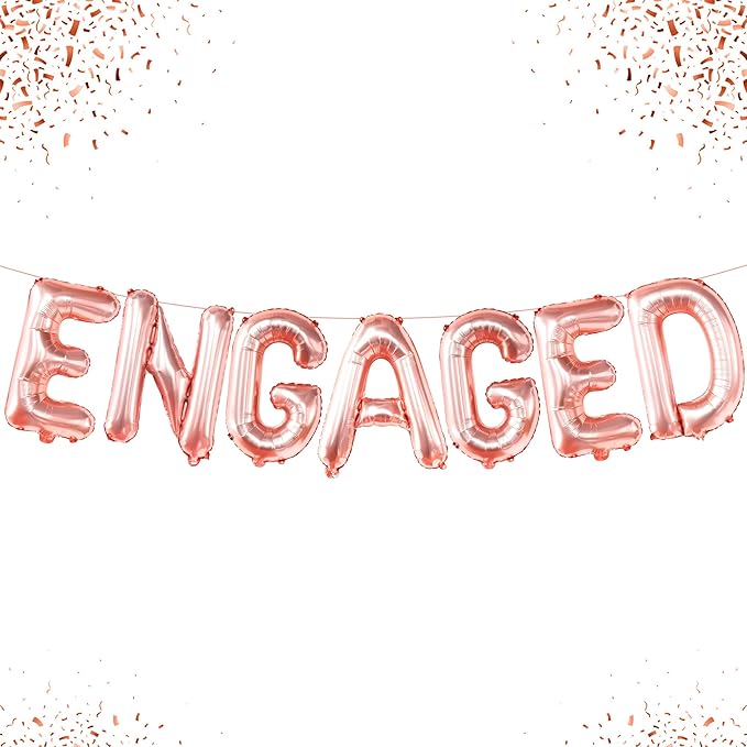 KatchOn Rose Gold Foil Engaged Balloons - 16 Inch | Engagement Party Balloons for Bachelorette Party Decorations