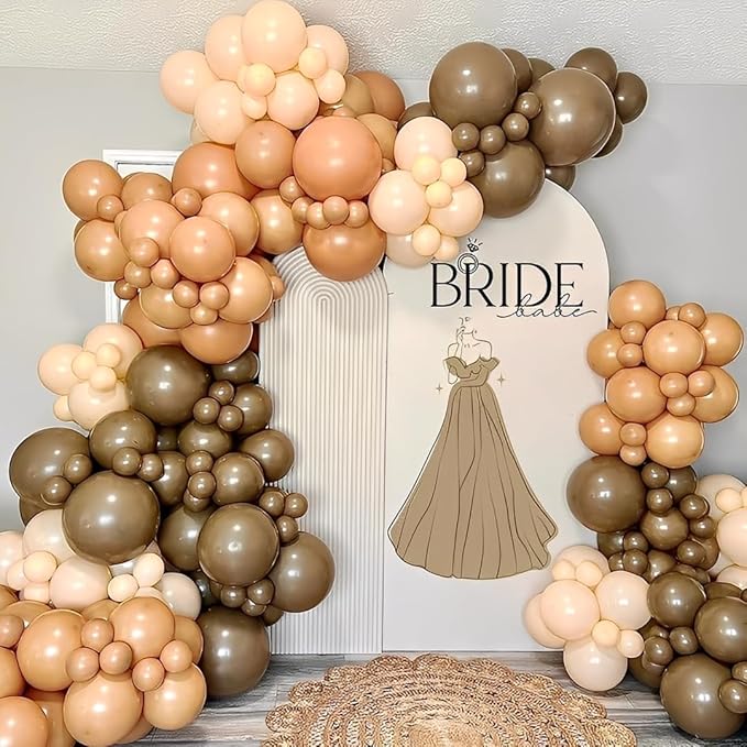 Brown Party Balloons,50pcs 12 Inch Retro Brown Sand White Balloon Coffee Cocoa Tan Neutral Balloons Apricot Beige Nude Balloon for Thanksgiving Wedding Anniversary Bear Party Decorations