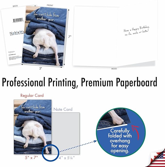 NobleWorks - 1 Funny Animal Birthday Card with Envelope - Cute Card for Birthdays - Tattle Tails C9279DBDG