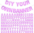 DIY Banner Kit with Letters Bright Pink Customizable Birthday Banners Graduation Banner Custom Party Hanging Banners for Graduation Wedding Party Baby Shower Decoration (Bright Pink)