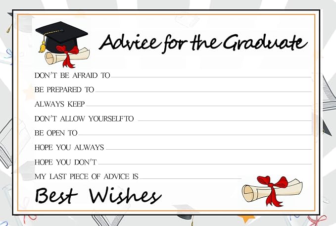 Graduation Wish Cards - 50PCs High School or College Graduation Advice Cards Supplies 2026 Decorations Grad Celebration Party Supplies for High School/College/Senior School