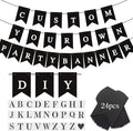 24pcs DIY Black Banner Set, Personalized Banner Party Decorations Supplies Custom Signs, Customize Handwriting Banners Include 26 Letters Stencil