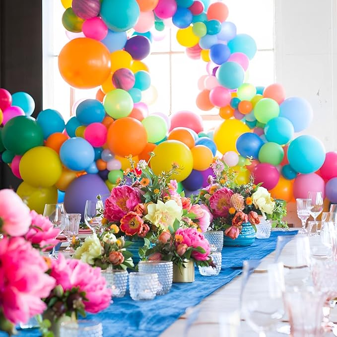 105pcs Colorful Balloons 12inch Rainbow Latex Balloons for Boys Girls Birthday Baby Shower Gender Reveal Wedding Decorations