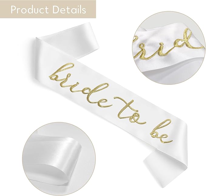 Embroidery Bride To Be Veil and Sash Set White Bachelorette Party Favors Accessories for Bridal Showers Engagement Party Decorations