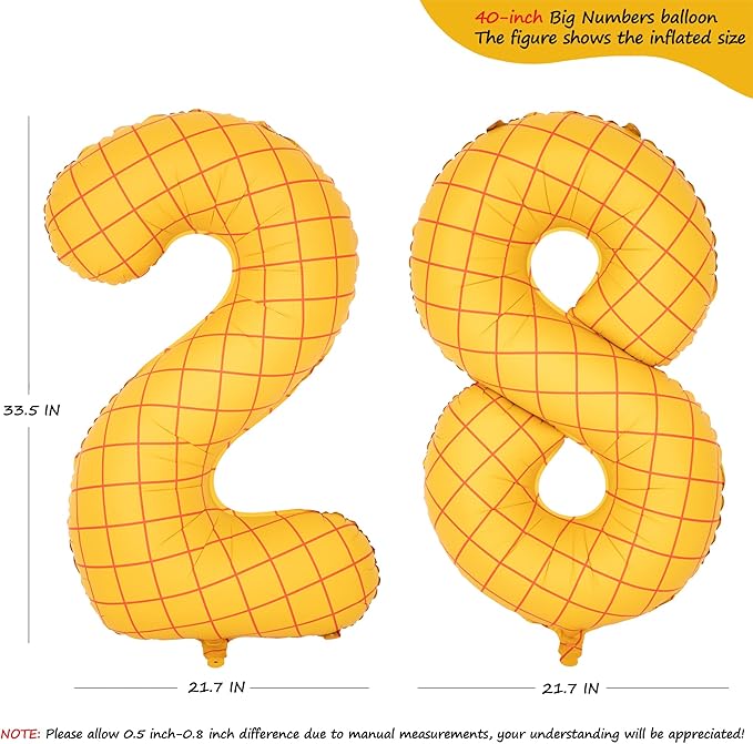 40-Inch Large Number Balloon Toy Inspired Story Matte Yellow Birthday Balloon Western Rodeo Party Supplies Boy Girl Story Anniversary Kids Birthday Party Cowboy Farm Themed Baby Welcome Decorations