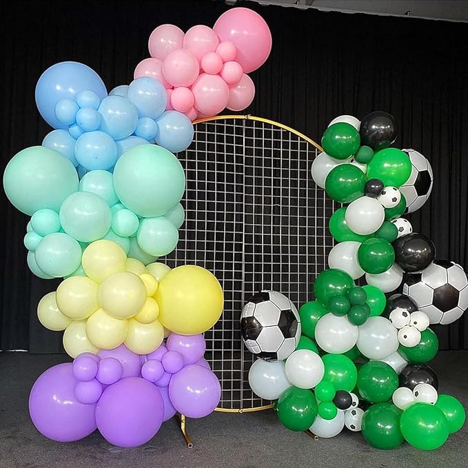 Football Balloons Garland Arch Kit, Green Black Balloons Arch Kit Soccer Dark Green and Black Latex Balloons Arch for Boys Men Birthday Baby Shower Soccer Match Party Decoration