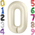 40 Inch Cream Number 0 Balloon, Giant Number 0 Balloons for 10th 20th 30th 40th Birthday Decorations, Party Supplies for Baby Boy Girl, Cream Party Decor