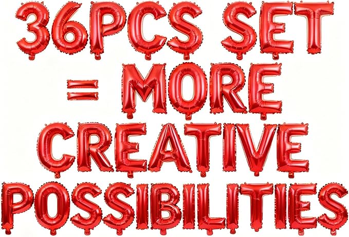36 Pcs Red Letter Balloons, Custom A-Z Set for Personalizing Names & Phrases Party Supplies Banners - with 1 Set ABEILMNOPS for Wedding/Birthdays/Annivs/Grads Party Decoration Banner Custom Phrase